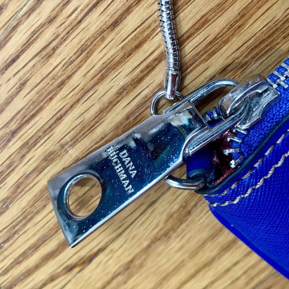DANA BUCHMAN Blue Zip Wallet Purse Metal - Crossbody Strap - Logo Pendant EUC - Picture 4 of 7